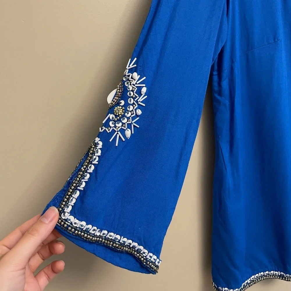 Lilly Pulitzer Braydon Tunic Top Embellished XS Blue - Picture 4 of 12